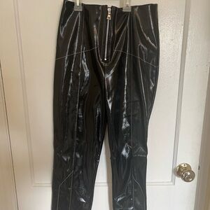Black Shiny High-Waisted Pants